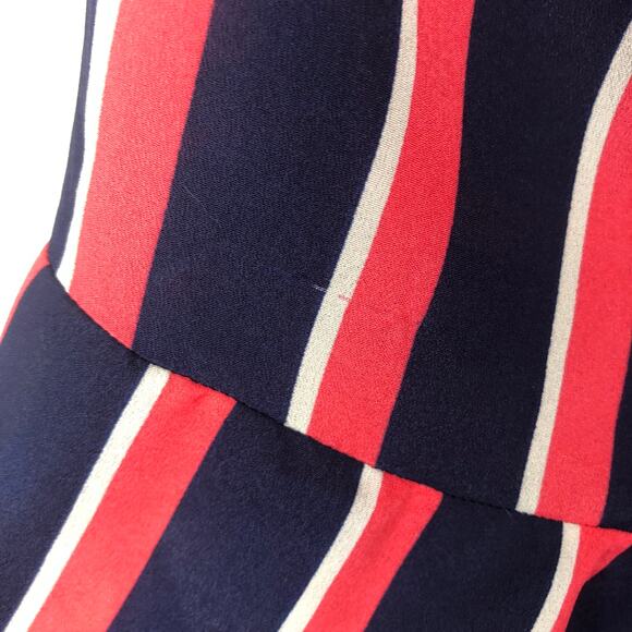 Banana Republic Petite Dark Blue Orange Striped Ruffle Off The Shoulder Blouse - Picture 6 of 8